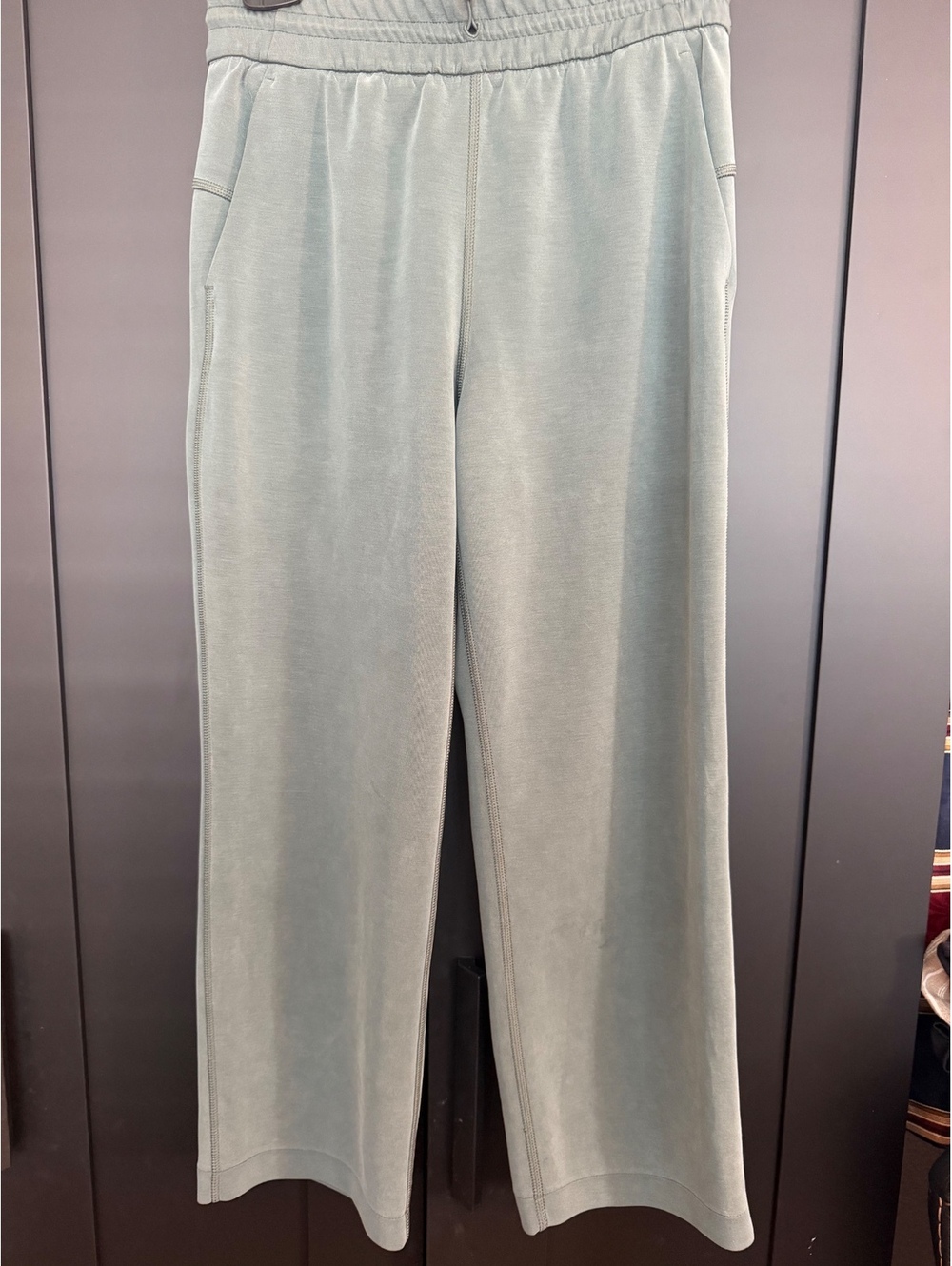 Lululemon Softstreme High Rise Pants Size 4 Green Wide Leg Straight Leg Lounge